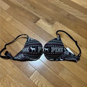 Black PINK Patterned Bra